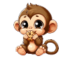 Cute chimpanzee snacks on cookies