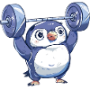 Penguin Dumbbell Workout Cartoon