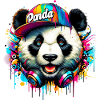 Panda DJ Deejay med hovedtelefoner lytter til musik