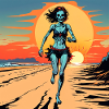 Running in the sunset