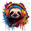 DJ Sloth with headphones