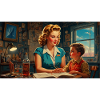 Mother with Child - Retro 50s