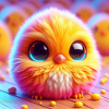 Chick in 3D Hyperrealism Yellow