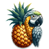 Macaw on a pineapple