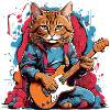 Chat avec guitare