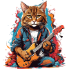 Katt med gitarr