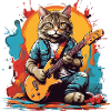 Chat avec guitare