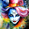 Cool Harlequin Poker Gothic Girl