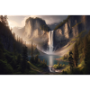 Poster Ölgemälde Berglandschaft mit Wasserfall