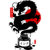 Schwarze japanische Drachentinte