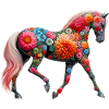 Pferd mit Blumen geschmückt