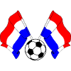 Two Dutch flags with a soccer ball