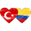 Turkey Colombia Flag Heart Used