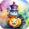 Cute cat with pumpkin