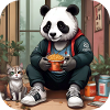 Cool Panda with Cat