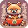 Cute Dog with Ramen Noodles