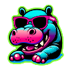 Hippo with sunglasses
