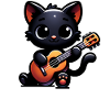 Musician Black Cat Guitarist Bombay Cats
