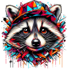 Waschbär mit Hutmütze Rap-Hut