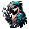 Relaxed parrot in sunglasses
