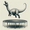 Süßer Dino springt Trampolin