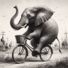 Elefant fährt Fahrrad