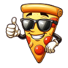 Funny pizza with sunglasses motif