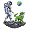 Space Astronaut Walking Alien Dog