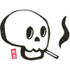 Skull smoking a cigarette