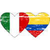 Italie Colombie Drapeau Coeur Utilisé
