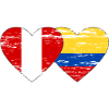 Pérou Colombie drapeau coeur utilisé