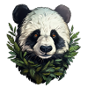 Panda peeking out of leaves