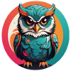 Little Cute Owl in Color Wheel Owl Design
