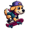 Cute dog on skateboard
