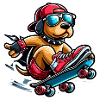 Cool dog rides skateboard