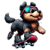Cute dog skateboarding