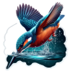 Kingfisher immerses in water