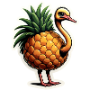 Ostrich ostrich in pineapple
