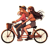 Deux filles montent en tandem