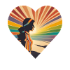 Regenbogen Retro, Frau im Herz , Einzigarting