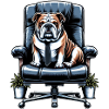 Bulldogge auf Chefsessel