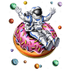 Space Astronaut Riding Donut
