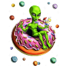 Space Alien Riding Donut