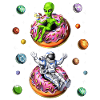 Astronaut Alien Riding Donut