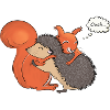 Eichhörnchen und Heckenumarmung