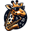 Giraffe mit Saxophon