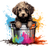 Cute Poodle Dog Paint Bucket