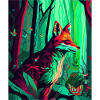 Little fox with butterflies