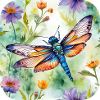 Wunderschöne Libelle mit Blumen