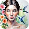 Unknown beauty with hummingbirds